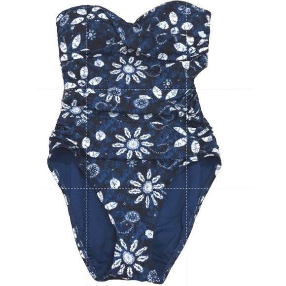 Bleu Rod Beattie Navy Blue One Piece Floral Sweethart Swimsuit size 4 NWT - Picture 5 of 6